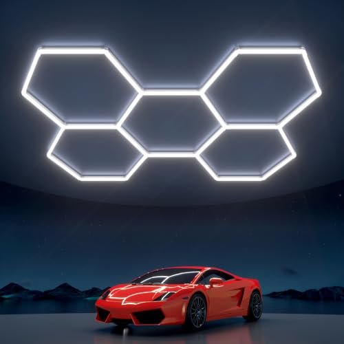 Litezone Hexagon Garage Lights 168W 5 Grids LED Workshop Warehouse Bright Lighting