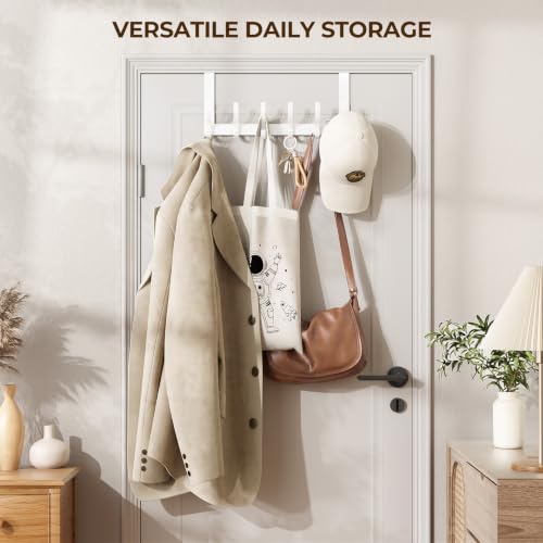 Optish Over The Door Hooks White 1Pack - Space-Saving Bathroom & Closet Organizer