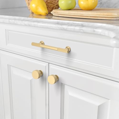 Asidrama 10 Pack 3 Inch Brushed Gold Kitchen Cabinet Handles - Model Included