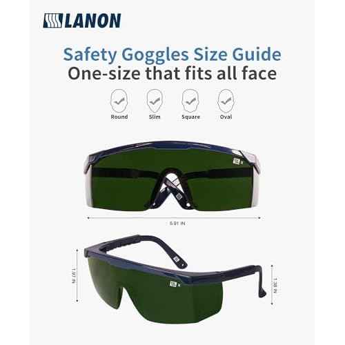 LANON Welding Safety Glasses,IR Filter Shade 5.0 Lens,Anti-Scratch & Anti-Impact,ANSI Z87.1 Double-sided Antifog,Wrap-Around Protective Safety Goggles,UV Protection