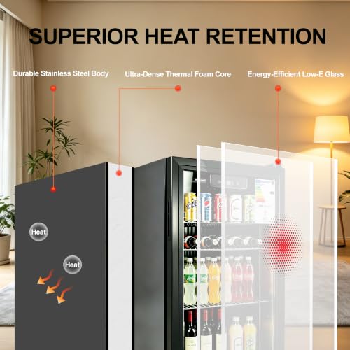 E-Yards 1.7 Cu.ft Beverage Refrigerator Cooler - 68 Can Mini Fridge Glass Door, Adjustable Shelves, Digital Temp, Black