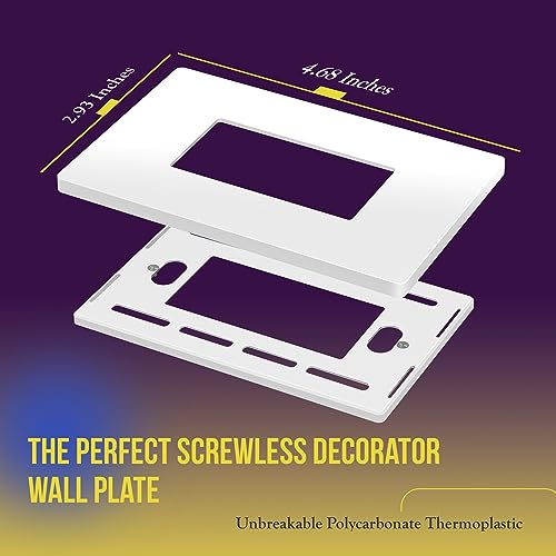 ENERLITES 1-Gang White Screwless Decorator Wall Plate Outlet Cover - 10 Pack, Standard Size