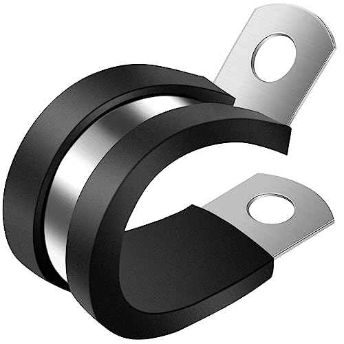 3/4 Inch Cable Clamp, 20 Pack Stainless Steel Wire Clamp for Pipe, Hose, and Cable Protection with Metal Rubber Clips (20mm)