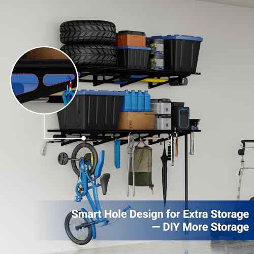 FLEXIMOUNTS 2-Pack 2x6ft Garage Shelving 24-inch-by-72-inch Wall Shelf Garage Storage Rack Floating Shelves, Black