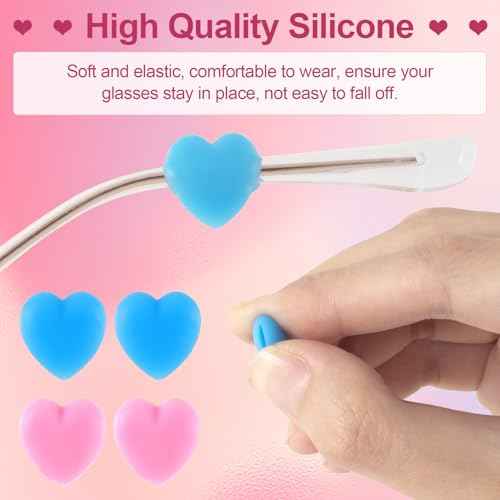 Heart Round Eyeglasses Ear Grips, Soft Silicone Retainers Behind The Ear Hooks, Anti-Slip Holder Eyeglasses Stopper