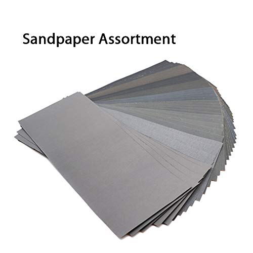 BAISDY 45Pcs Wet & Dry Sandpaper Set 400-3000 Grit for Automotive & Wood Finishing