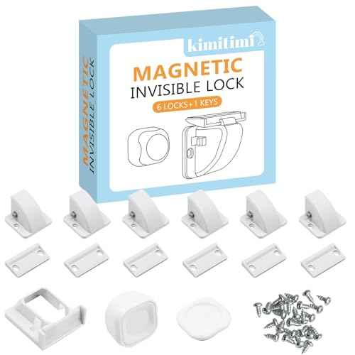 6 Pack Magnetic Cabinet Locks Baby Proofing - Child Safety Cabinet Latch Locks with Adhesive, No Drill or Tools Installation, for Cabinets Drawers Doors