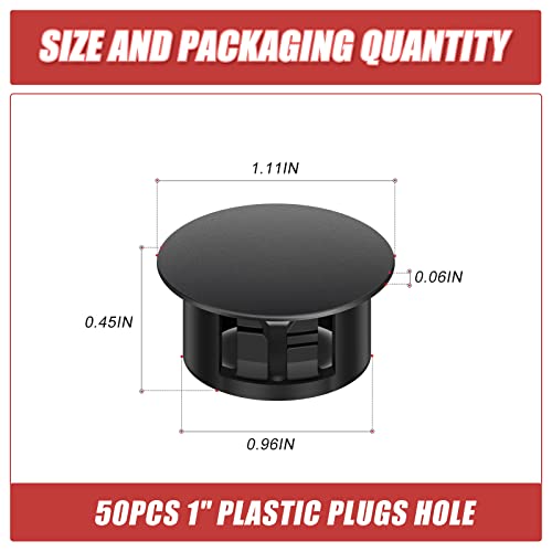 50PCS 1 Inch Black Plastic Hole Plugs Furniture Decorative Cover - QCDENG