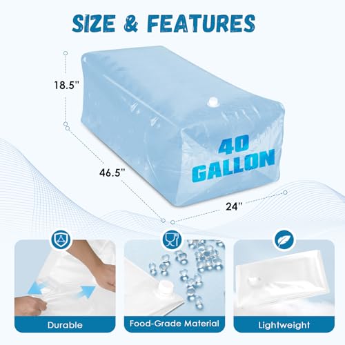 3 Pack 40 Gallon Foldable Water Storage Bladders Reusable Emergency Water Bags