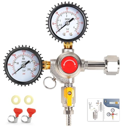 Imaictuu CO2 Regulator for Kegerator CGA-320 - Single Output with Dual Gauges