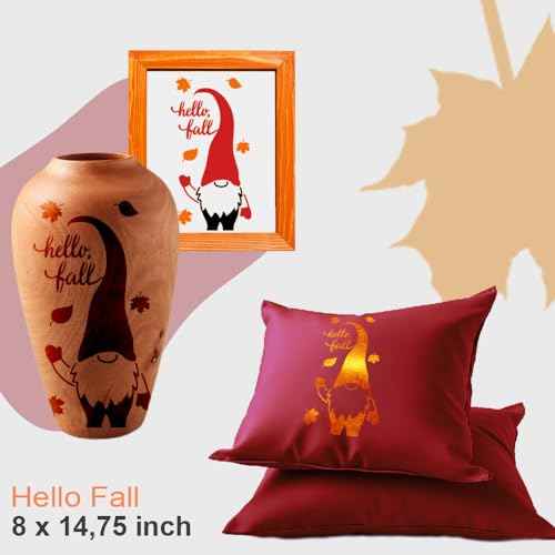 Hello Fall Gnome Stencil ? 14x8 Inch Reusable Autumn Template with Leaves for Painting on Wood, Porch Signs, Walls, Fabric & Seasonal Crafts