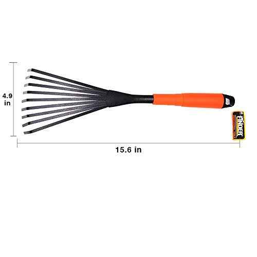 Steel Hand Rake Soil Tiller with Ergonomic Handle, Small Leaf Rake Great for Gardening, Cultivating, Garden Sweep Yard Flower Beds