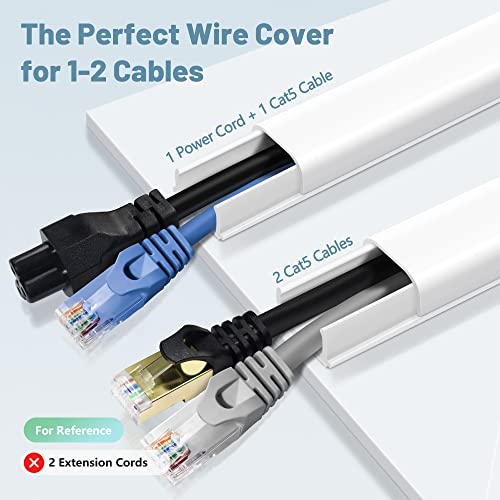 ZhiYo 73-inch White Cord Cover for Wall Wires, PVC Cable Hider, 0.7" W x 0.4" H