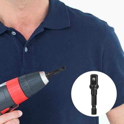 5pcs 3/8 Impact Socket Adapter, Drill Adapter 1/4 to 3/8 Socket Driver Adaptor Kit Hex Shank Impact Adapter for Impact Driver Automotive DIY Extension Bits Handle Nut Driver and Drills(3/8)