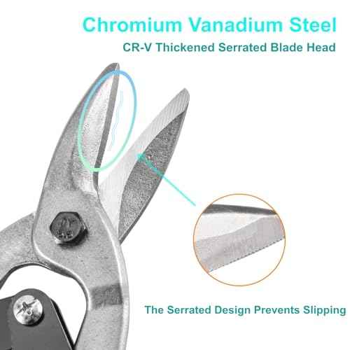 10 Inch Aviation Tin Snips, Heavy Duty Chrome Vanadium Steel Metal Cutter Shears for Cutting Sheet Metal, CR-V Straight Cut