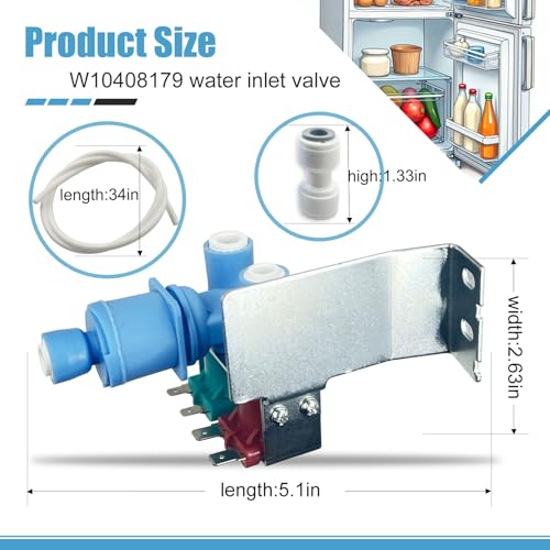 Whirlpool W10408179 Refrigerator Water Inlet Valve with 3 Ports