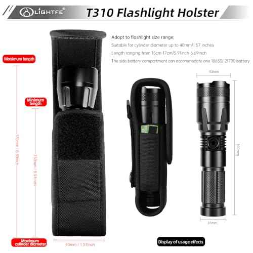 Flashlight Holster Tactical Flashlight Holster Flashlight Holder Molle, Adjustable Telescopic Flashlight Holster