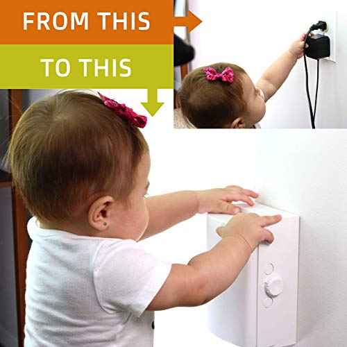 Outlet Cover BOX Baby Proofing (1-Pack) Patented Dual-Lock for Much Better Toddler Proofing, Easy Operation, Simple 3 Step Install with Included Screws. Provides Extra Space Inside for Plugs,Adapters