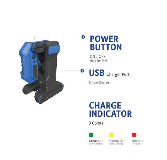 K.balt1500 -Lumens LED Battery-Operated Rechargeable Clamped Work Light