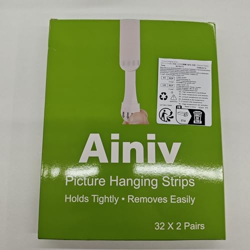 Picture Hanging Strips Heavy Duty, 32-Pairs(64 Pack) Large Adhesive Hook and Loop Mounting Tapes Damage Free No Nails Picture Hangers for Frame Hanging Poster Strips Christmas Decorations