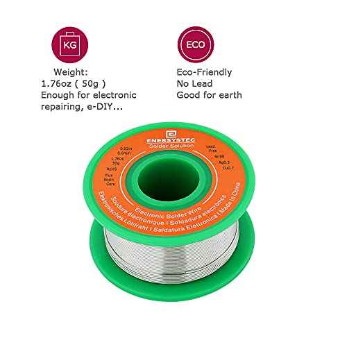 Solder Wire Rosin Core No Lead Electrical Solder Wire Thin 0.6mm 50g Fine Solder with Flux 2.5 PB Free Sn99 Ag0.3 Cu0.7 Flow 0.11lb Electronics Soldering DIY Repair Tiny Solder