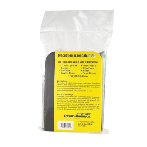 QuakeHOLD! Evacuation Essentials Plus Kit, Earthquake, Fire, Flood, Hurricane, Bug Out Bag, 5-Year Food, 5-Year Water, Emergency Preparedness Kit, Compact Survival Bag For Office, Home, Car, 1 Pack