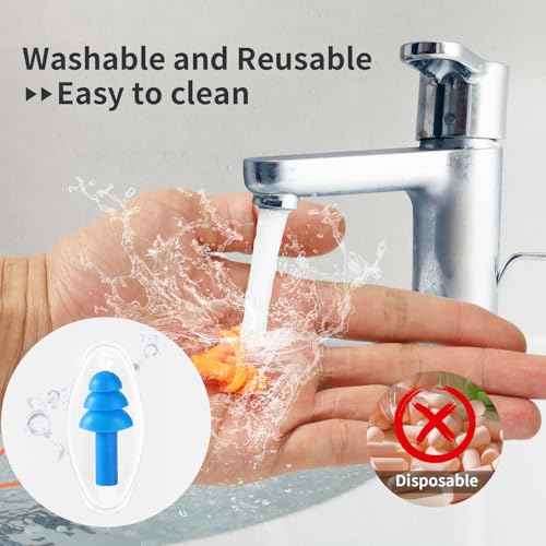 Silicone Earplugs for Swimming, Sleeping, Snoring, Work, Concerts - Noise Cancelling, Reusable Ear Protection, 8 Pairs
