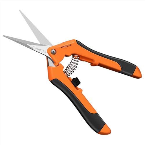 VIVOSUN 6.5 Inch Gardening Pruning Shears with Straight Stainless Steel Blades - Orange, 1-Pack
