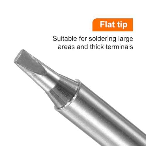 HARFINGTON Soldering Iron Tips T12-D24 Flat Edge 2.5mm Chisel Width Nickel-Plated Solder Welding Replacement Tip for Electrical Solder Station, Silver