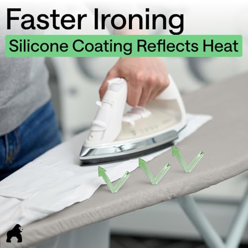 Gorilla Grip Padded Ironing Board Cover 15x54 in Silver, Heat & Stain Resistant