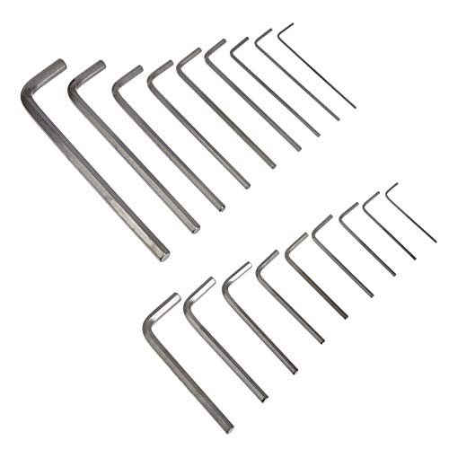 Black 36-Piece Allen Wrench Set with Long Arm, SAE & Metric | Chrome Vanadium Steel