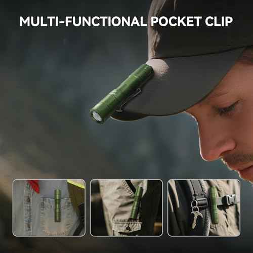 S21X Mini EDC Flashlight Rechargeable with Clip, 880 Lumens Super Bright AA Pocket Flashlight, Tactical Tail Switch & Magnet, 5 Mode Compact Light for Emergency, Outdoor, Camping(Green)