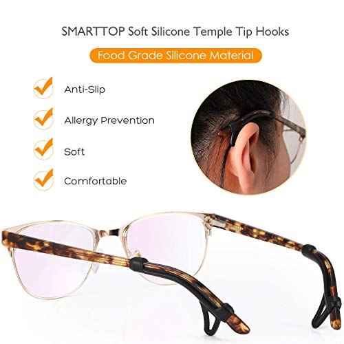 Eyeglasses Ear Grips Sleeve-Upgrade anti-slip eyewear retainer-Sleeve with Hook design-Soft and comfort Glasses Ear hooks 6Pairs (BLACK)