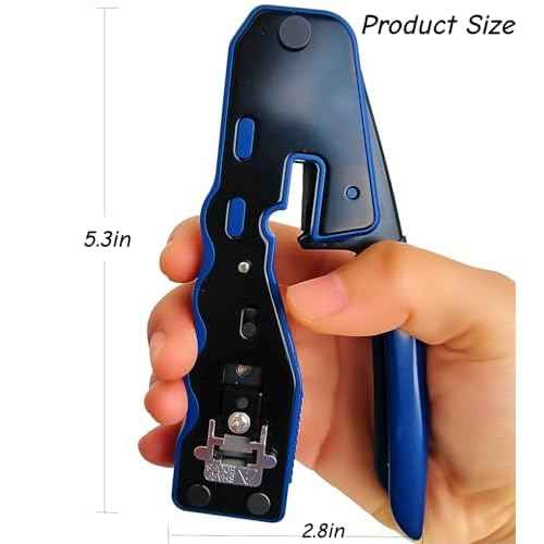RJ45 Crimp Tool 8P RJ45 Crimping Tool Pass Through Ethernet Crimper for Cat5e Cat6 Cat6a 8P8C Modular Connectors Crimping Tool (Blue)