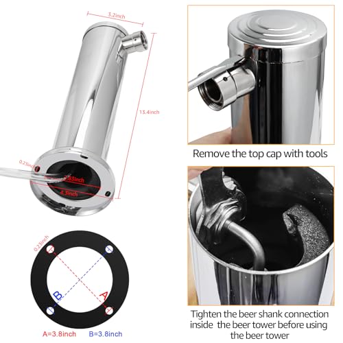 MRbrew Brass 1-Tap Stainless Draft Beer Tower for Kegerator or Countertop - Self-Closing Faucet Spring