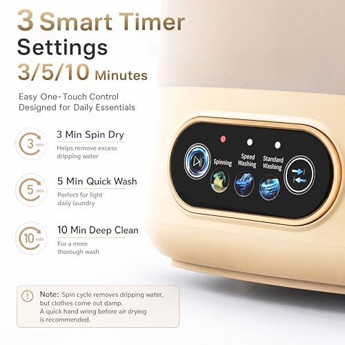 Neliangia Khaki Foldable Portable 17L Mini Washing Machine for Travel & Small Spaces