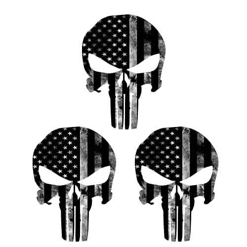 3 Pieces US Flag Skull Hard Hat Stickers Decals, Skull American Flag USA