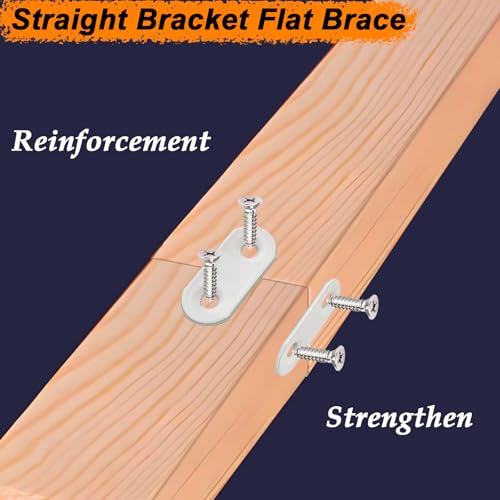 24 Pack White Flat Brackets 1.42 x 0.63 Inch Reinforcement Wall Shelves & Furniture Support