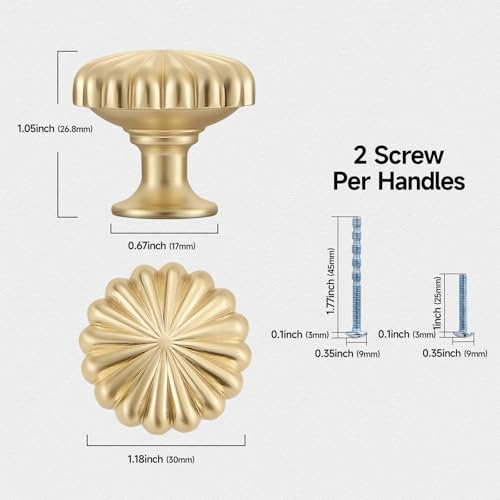 FAPUAL Brushed Gold Cabinet Knobs 10 Pack - Solid Zinc Drawer Pulls for Dressers & Cabinets