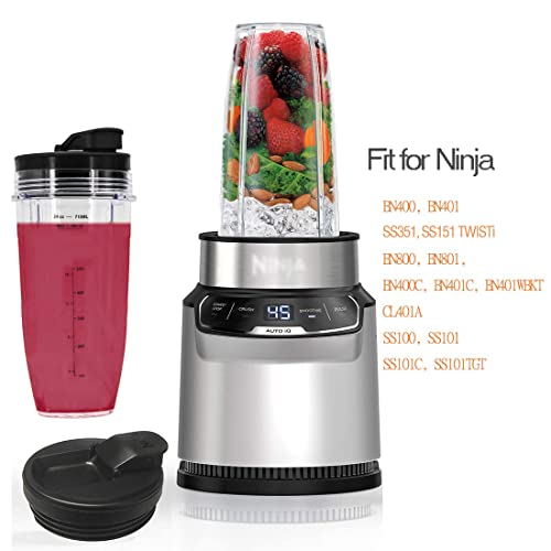 24OZ Ninja Nutri Blender Replacement Cups with Upgraded Sip & Seal Lids (2 Pack) INFIAURO