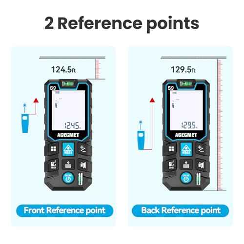 ACEGMET Laser Measure, 229ft/70m Laser Measurement Tool, S9 Room Laser Measuring Tool with 2 Bubble Levels, LCD Backlit Display, IP54 Waterproof, Pythagorean Mode for Distance, Area, Volume