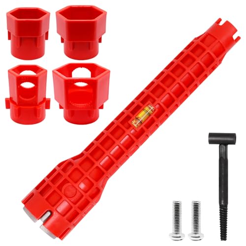 14 in 1 Multifunctional Sink Wrench, Under Sink Wrench Faucet Tool, Kitchen Drain Tub Removal Nut Plumbing Installation and Repairs Tool for Toilets Bathroom Tight Spaces (Red, 1 Set)