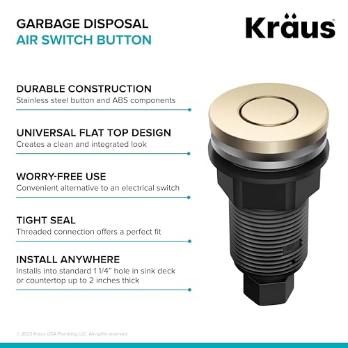 KRAUS Garbage Disposal Air Switch Button - Spot-Free Antique Champagne Bronze