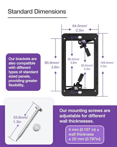 VCE Low Voltage Mounting Bracket Flush Box Black 5-Pack - Easy Install
