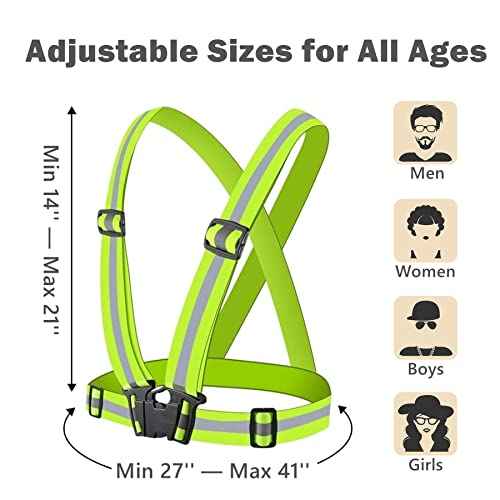 Reflective Running Vest 2-10 Pack, High Visibility Reflective Gear Night Cycling Safety Vest Strap for Men Women Kids
