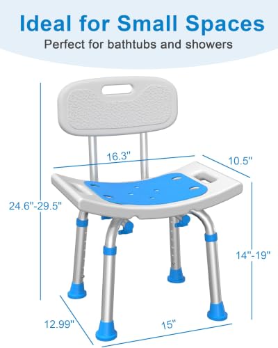 HOMLAND White Shower Chair with Removable Back, Aluminum Frame, 400LBS
