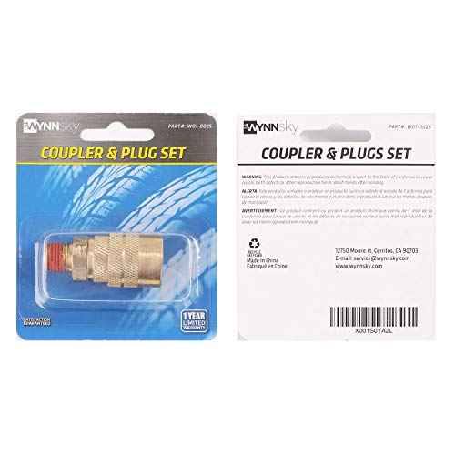 WYNNsky Industrial Air Coupler, 1/4 Inch Body Size, 1/4 Inch NPT Male Threads Size, Brass Air Compressor Hose Fitting