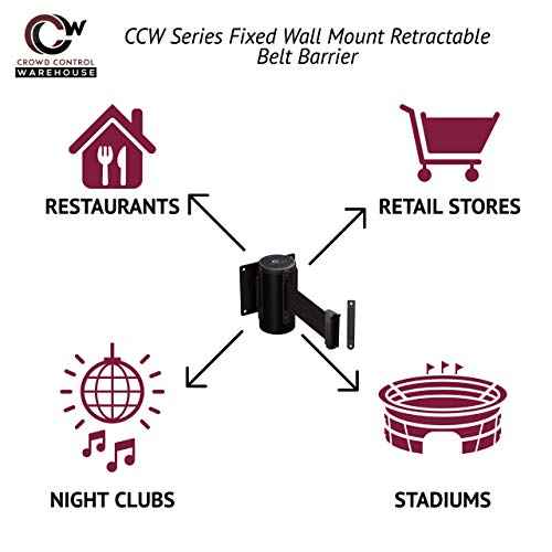 CCW Series WMB-125 Fixed Wall Mount Retractable Belt Barrier 11 Foot with Black Steel Case (Red"Authorized Access ONLY" Belt)