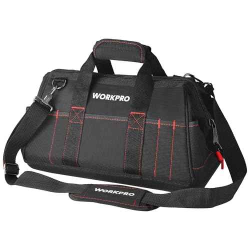 WORKPRO 16-inch Close Top Wide Mouth Tool Storage Bag with Water Proof Rubber Base, W081022A, 16"