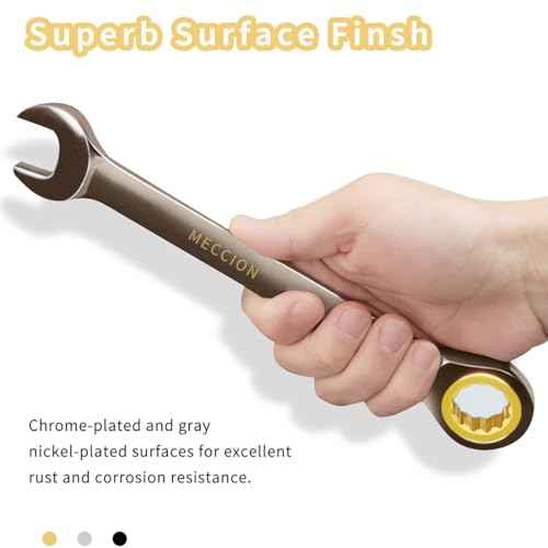 Meccion Combination Wrench 6mm Metric Open End Ratcheting Wrench - Industrial Grade Gear Spanner with Grey Nickle Plated